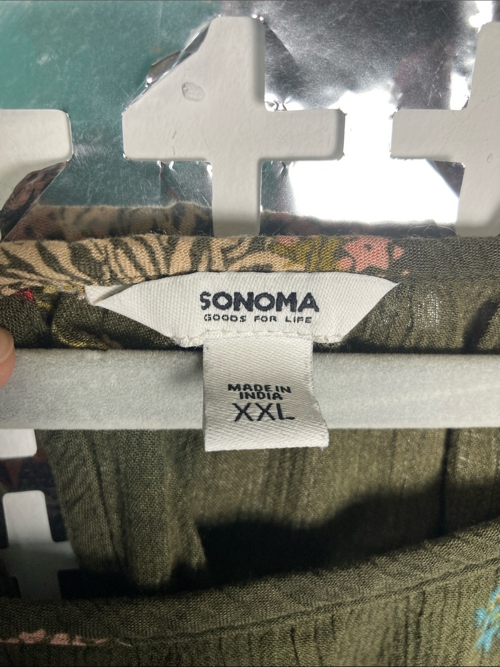 Sonoma Olive Green Floral Peasant Top - Picture 2 of 5